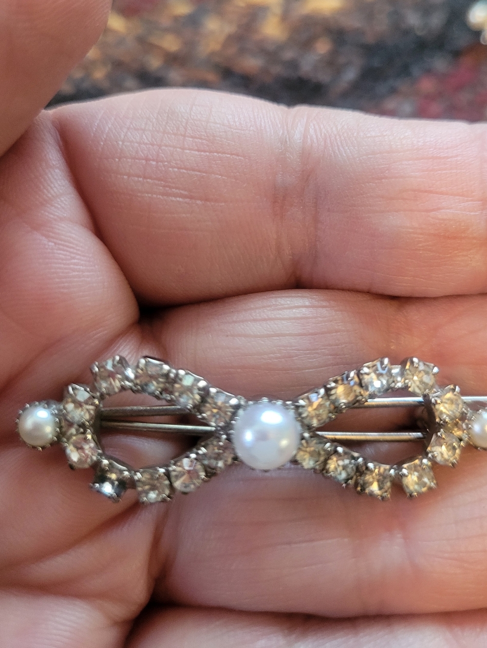 Vintage Rhinestone Hair Barrettes Set of 2 - Picture 2 of 6